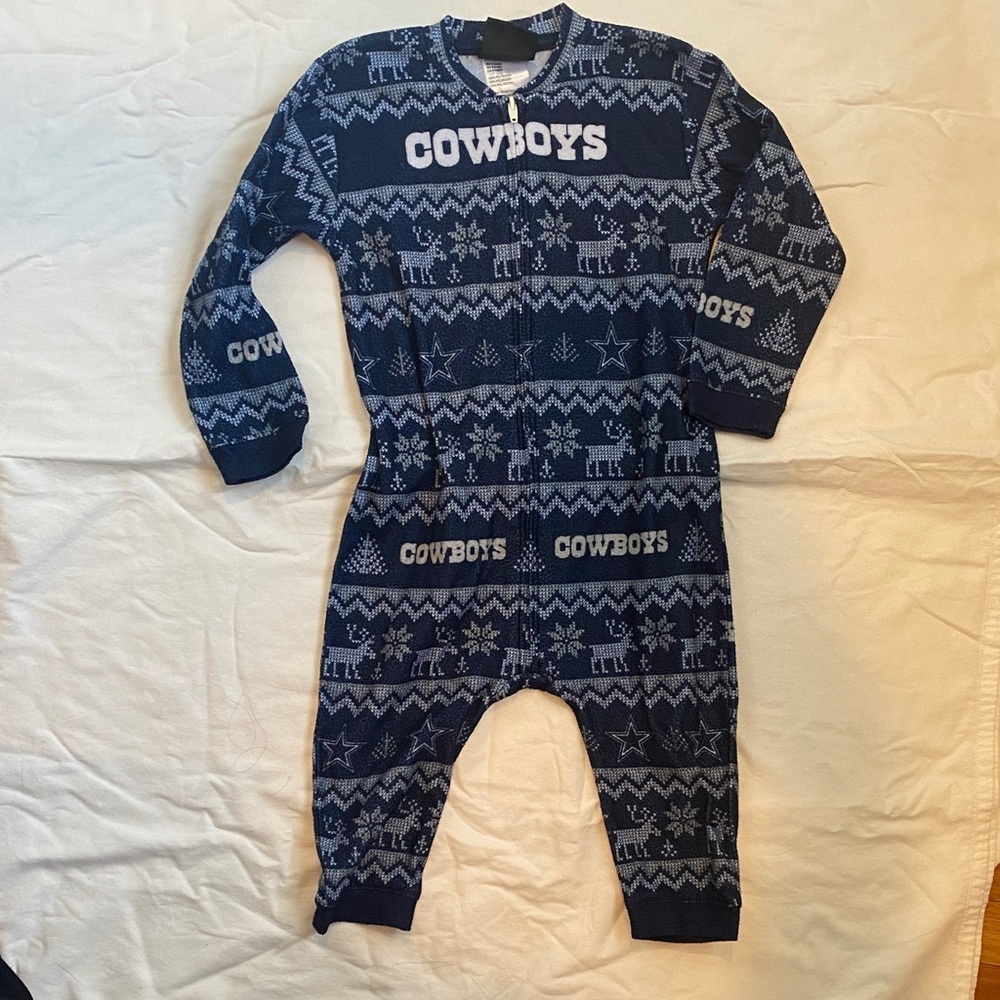 Navy 'Cowboys' Kids One-Piece Footie Pajamas